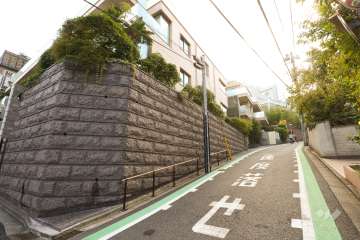 敷地の北西側前面道路（北東側から）