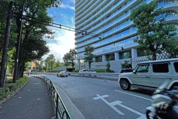 敷地南東側の前面道路（北東側から）