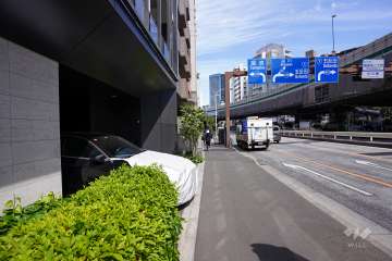 敷地南側の前面道路(西側から)