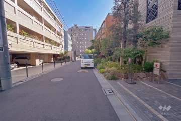 敷地北西側の前面道路（南西側から）