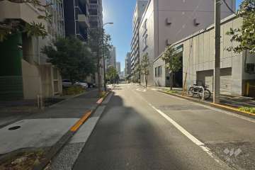 敷地東側の前面道路（北側から）