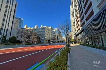 敷地北西側の前面道路(南西側から)