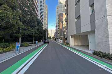 敷地南東側の前面道路(南西側から)