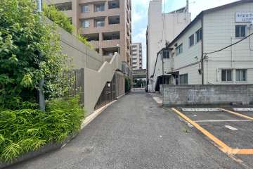 敷地南側の前面道路(西側から)