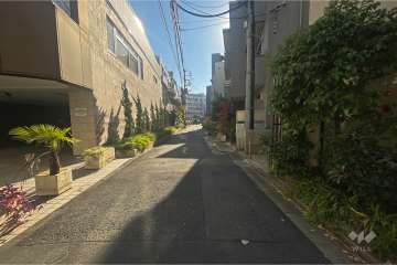 敷地南西側の前面道路（北西側から）