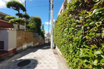 敷地南東側の前面道路（北東側から）