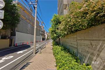 敷地南西側の前面道路（南東側から）