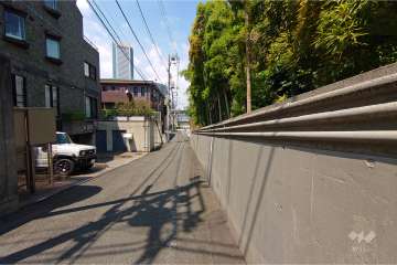 敷地南西側の前面道路（南東側から）