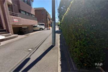 敷地南西側の前面道路（北西側から）