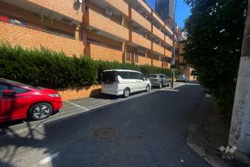 敷地南西側の前面道路（北西側から）