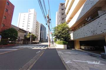 敷地南西側の前面道路（南東側から）