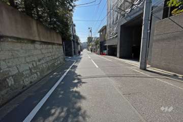 敷地東側の前面道路(北西側から)