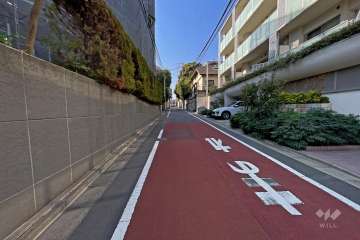 敷地北西側の前面道路(北東側から)