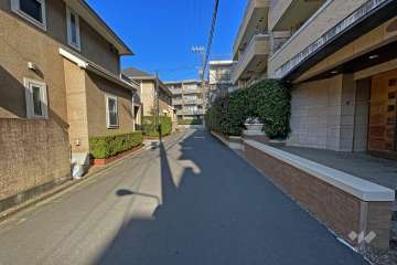 敷地南西側の前面道路（南東側から）