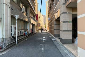 敷地南東側の前面道路（北東側から）