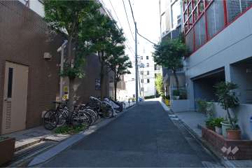 敷地北西側の前面道路（北東側から）