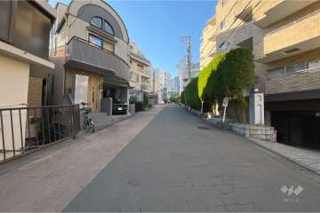 敷地南東側の前面道路（北東側から）