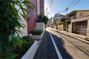 敷地北西側の前面道路（北東側から）