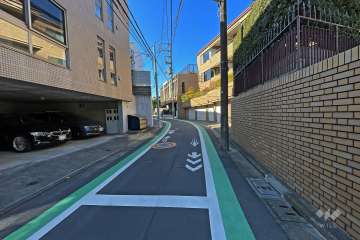 敷地南東側の前面道路（北東側から）