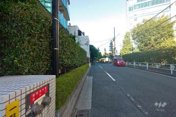 敷地南東側の前面道路（南西側から）