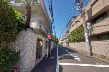 敷地北東側の前面道路（南東側から）