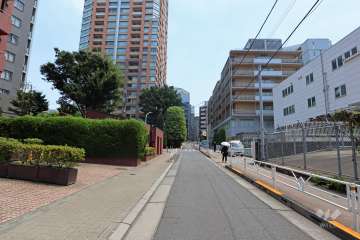 敷地南側の前面道路（西側から）