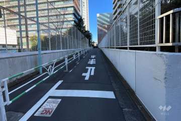 敷地南西側の前面道路(南東側から)