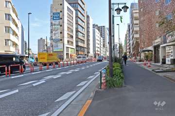 敷地東側の前面道路（北側から）
