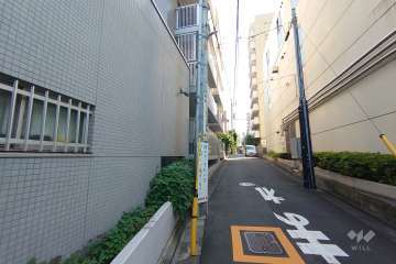 敷地西側の前面道路（北側から）