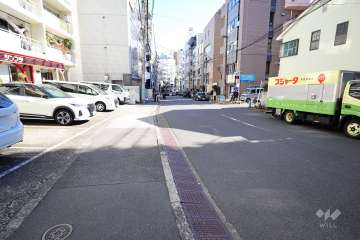 敷地南側の前面道路（西側から）