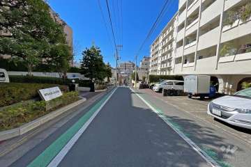 敷地南東側の前面道路（北東側から）