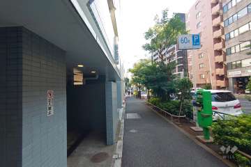 敷地南西側の前面道路（北西側から）