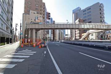 敷地南西側の前面道路（北西側から）