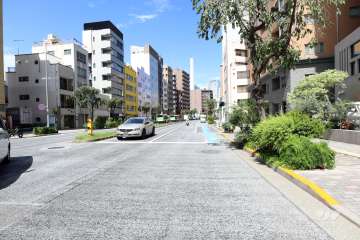 敷地南西側の前面道路（北西側から）