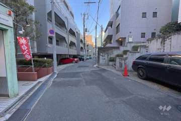 敷地北東側の前面道路（北西側から）