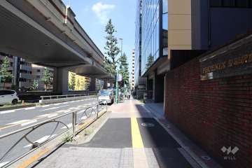 敷地北側の前面道路（西側から）