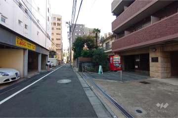 敷地南東側の前面道路（北東側から）