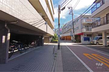 敷地南西側の前面道路（北西側から）