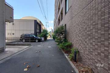 敷地東側の前面道路（北側から）