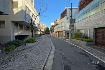 敷地南西側の前面道路（南東側から）