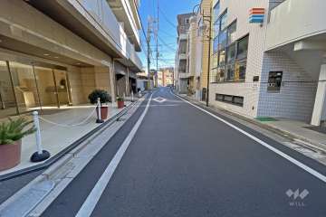 敷地南東側の前面道路（南西側から）
