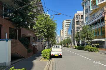 敷地北東側の前面道路（南東側から）
