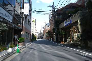 敷地北西側の前面道路（南西側から）