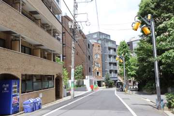 敷地北西側の前面道路（南東側から）