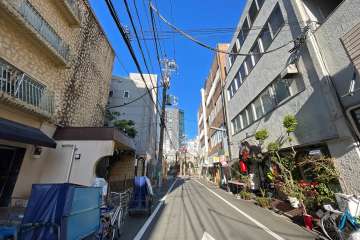 敷地北東側の前面道路（南東側から）