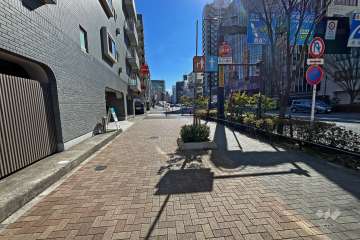 敷地西側の前面道路（北側から）