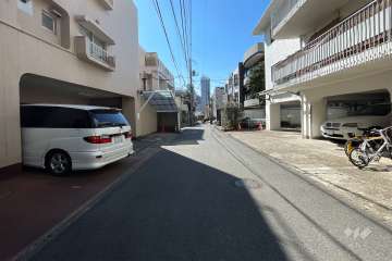 敷地北西側の前面道路(北東側から)