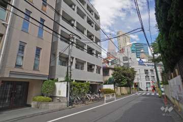 敷地南西側の前面道路（北西側から）