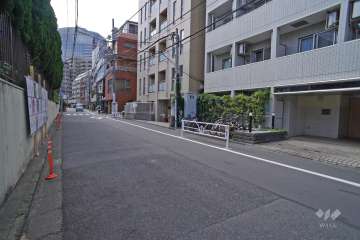 敷地南西側の前面道路（南東側から）