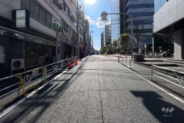 敷地西側の前面道路(北側から)
